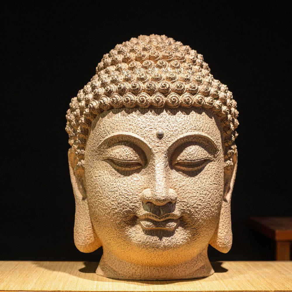 Buddha Stones, geschlossene Augen, meditierender Buddha-Kopf, Harzstatue, Zen-Dekoration, 42 x 30 x 30 cm