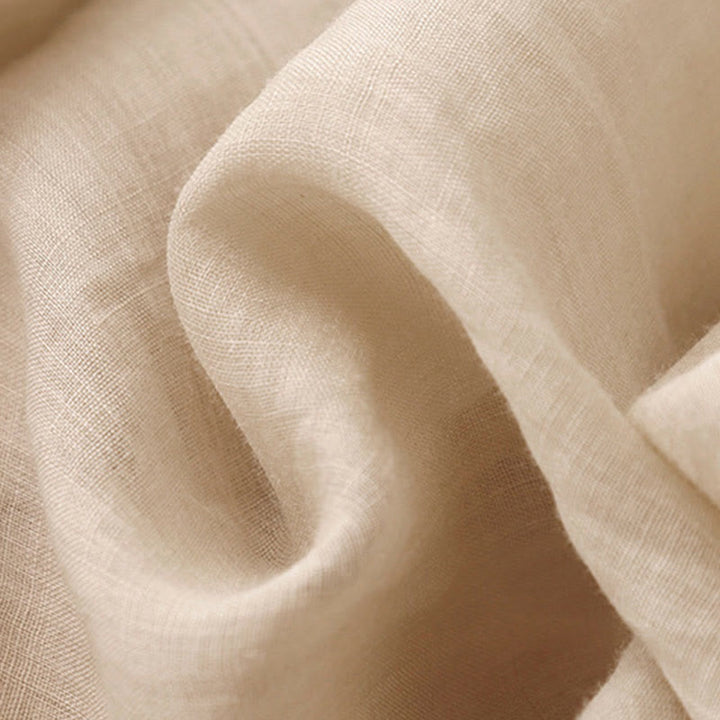 Buddha Stones Geometrische Stickerei Elastische Taille Damenhose aus Baumwolle und Leinen mit weitem Bein und Taschen - image 19