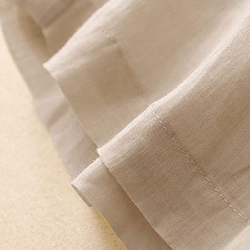 Buddha Stones Geometrische Stickerei Elastische Taille Damenhose aus Baumwolle und Leinen mit weitem Bein und Taschen - image 18