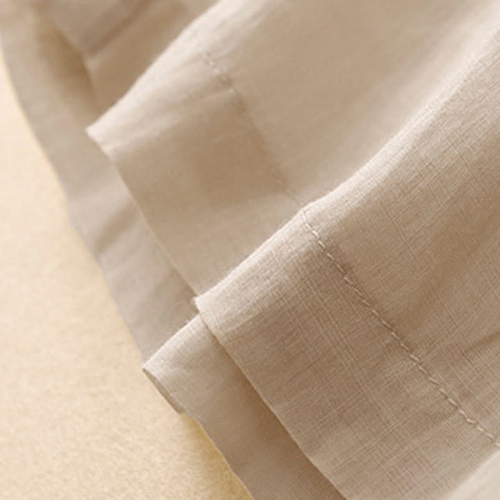 Buddha Stones Geometrische Stickerei Elastische Taille Damenhose aus Baumwolle und Leinen mit weitem Bein und Taschen - image 18