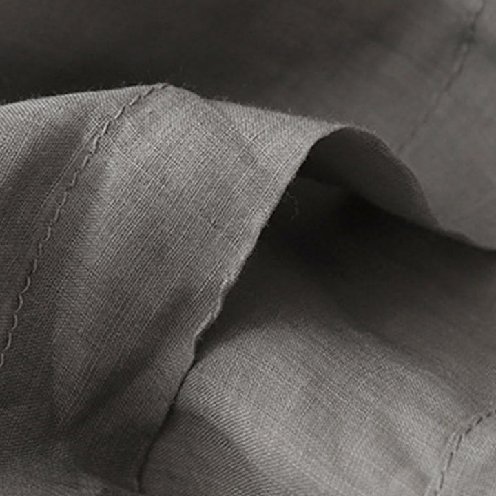 Buddha Stones Geometrische Stickerei Elastische Taille Damenhose aus Baumwolle und Leinen mit weitem Bein und Taschen - image 9