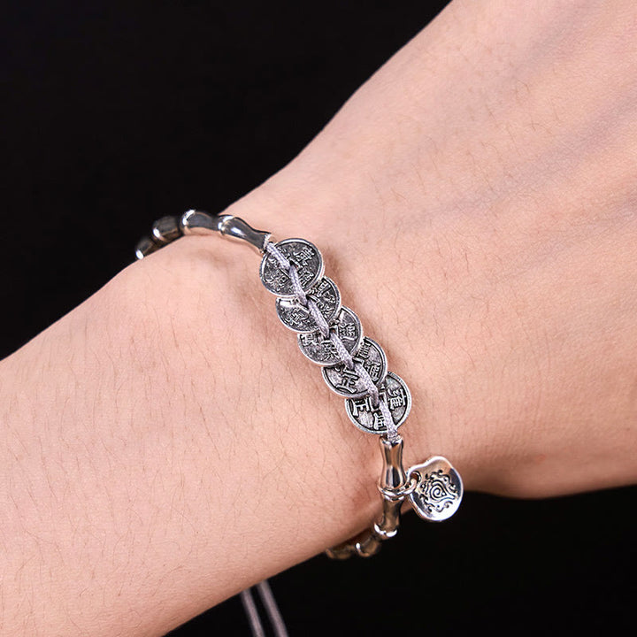 Buddha Stones Fünf Kaiser-Münzen Berggeister Geld ausgeben Armband