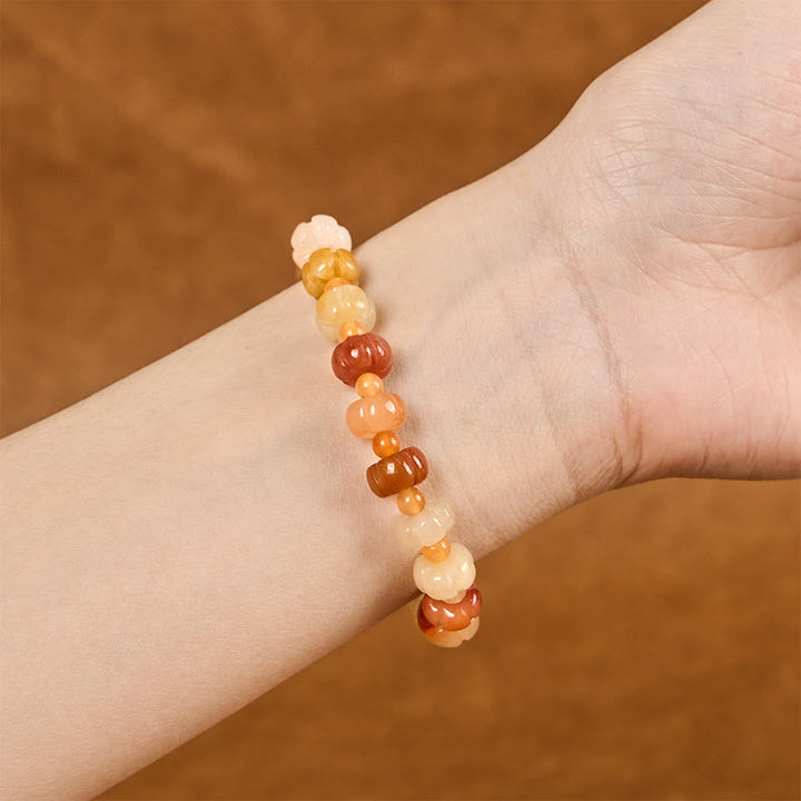 Buddha Stones Golden Silk Jade Kürbis Perlen Reichtum Glück Armband