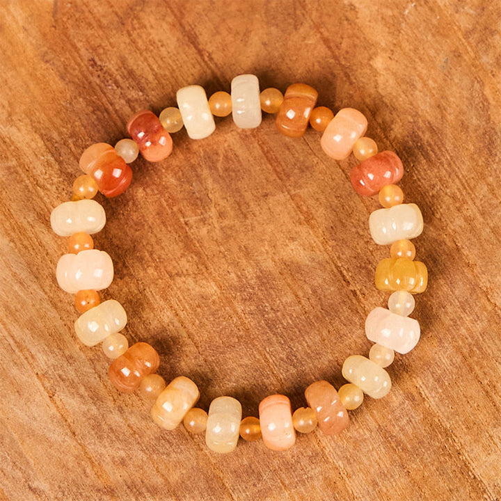 Buddha Stones Golden Silk Jade Kürbis Perlen Reichtum Glück Armband