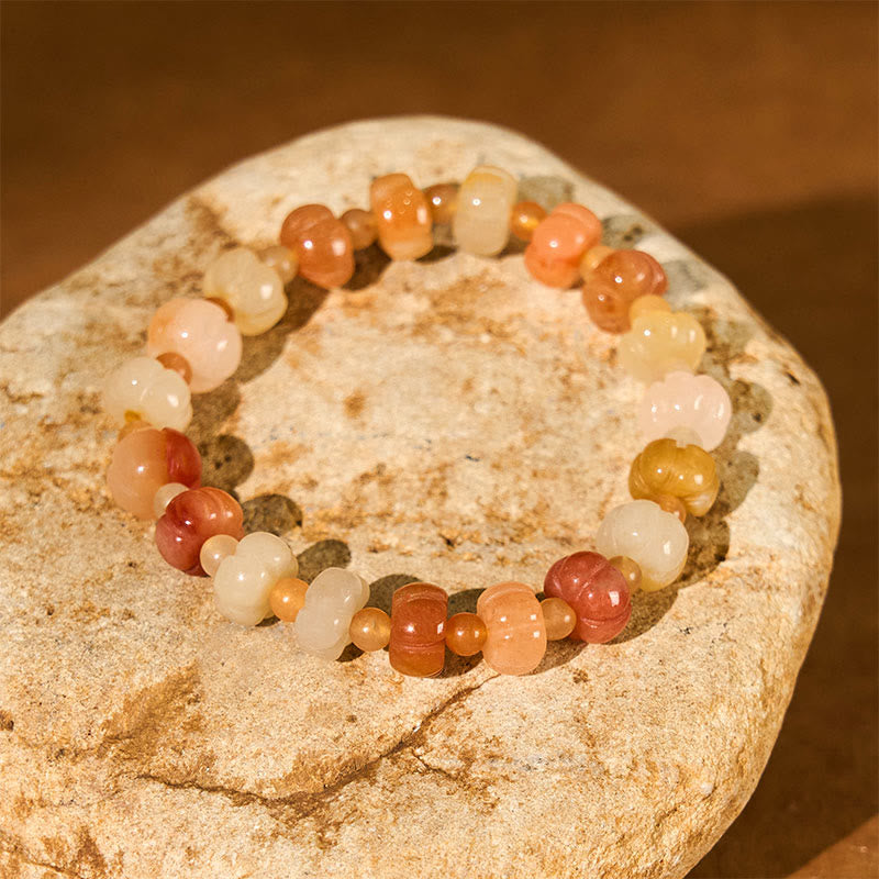 Buddha Stones Golden Silk Jade Kürbis Perlen Reichtum Glück Armband