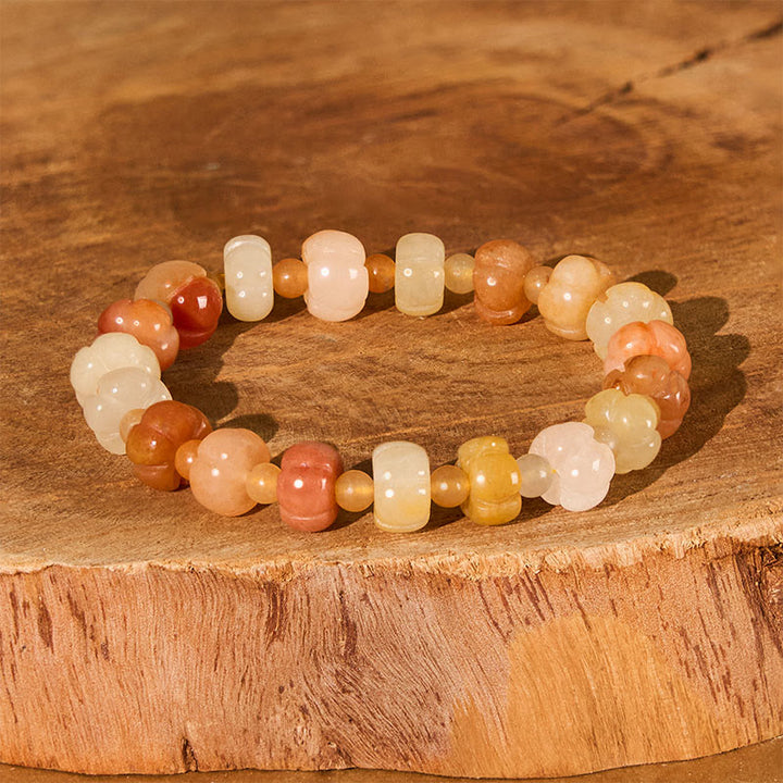 Buddha Stones Golden Silk Jade Kürbis Perlen Reichtum Glück Armband