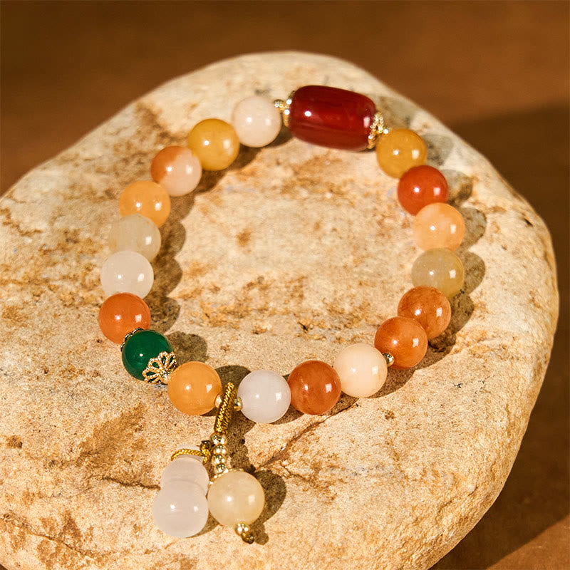 Buddha Stones Golden Silk Jade Beads Kürbis Reichtum Glück Armband