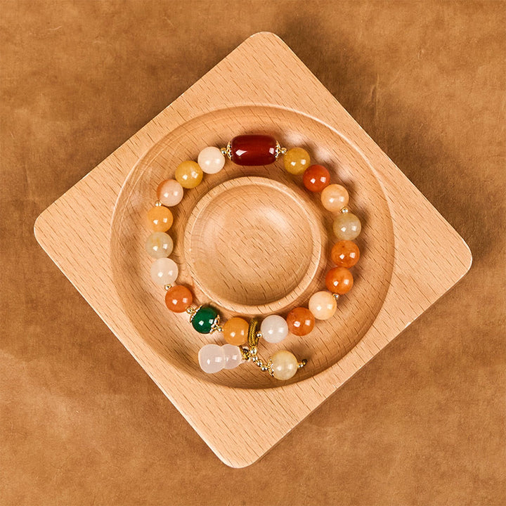 Buddha Stones Golden Silk Jade Beads Kürbis Reichtum Glück Armband