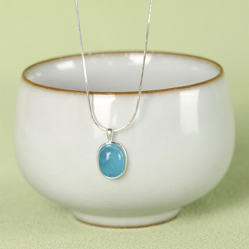 Buddha Stones Halskette mit Anhänger aus 925er Sterlingsilber mit Aquamarin - image 8