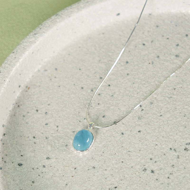 Buddha Stones Halskette mit Anhänger aus 925er Sterlingsilber mit Aquamarin - Silber-Aquamarin - image 0