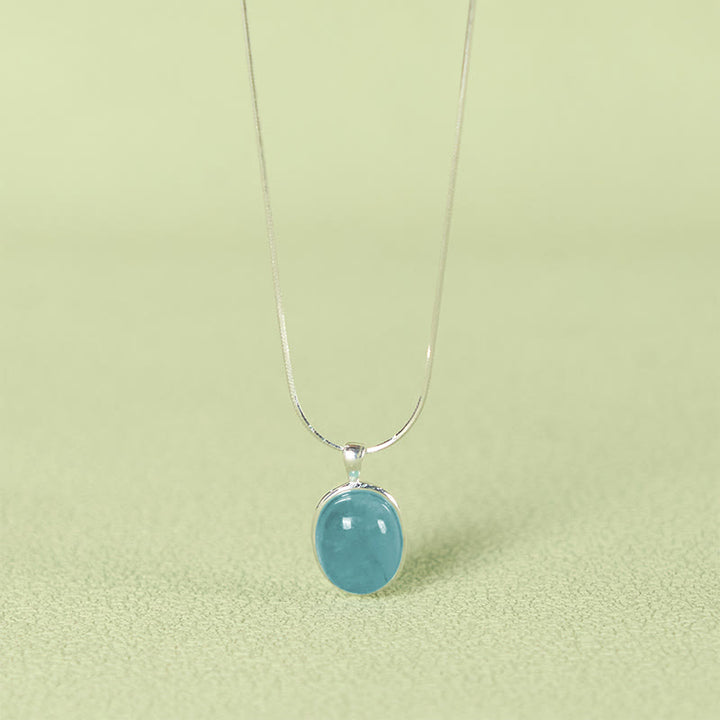 Buddha Stones Halskette mit Anhänger aus 925er Sterlingsilber mit Aquamarin - image 2