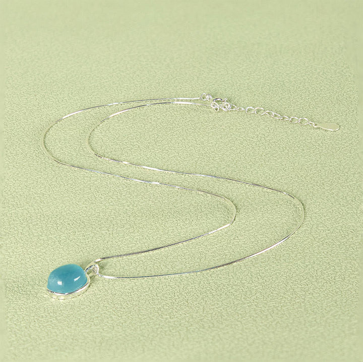 Buddha Stones Halskette mit Anhänger aus 925er Sterlingsilber mit Aquamarin - image 1