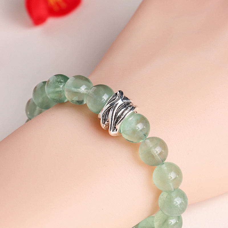 Buddha Stones Grüne Fluoritperlen Mond Stern Peace Armband