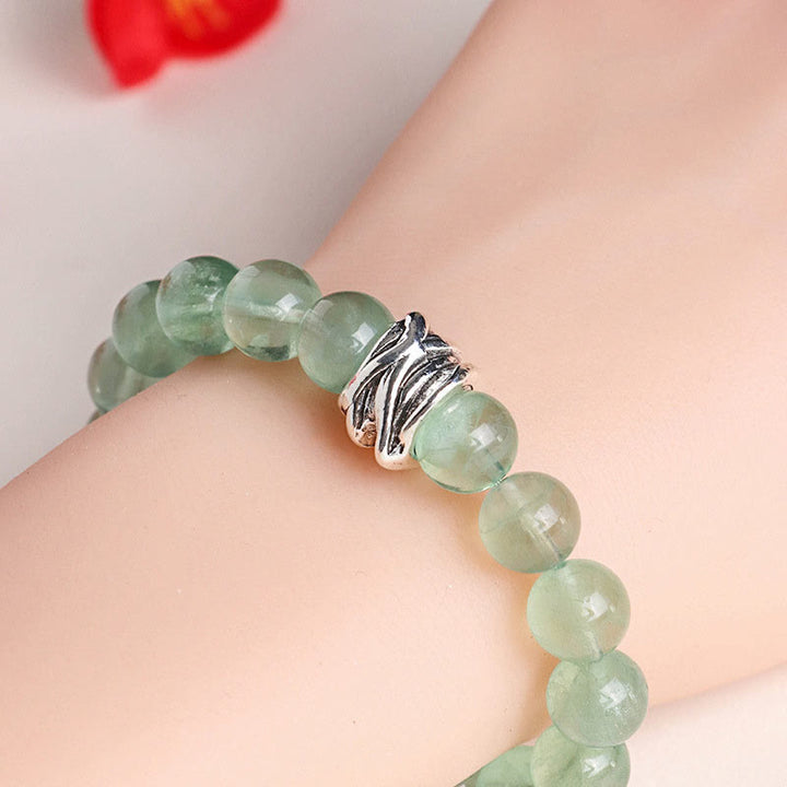 Buddha Stones Grüne Fluoritperlen Mond Stern Peace Armband