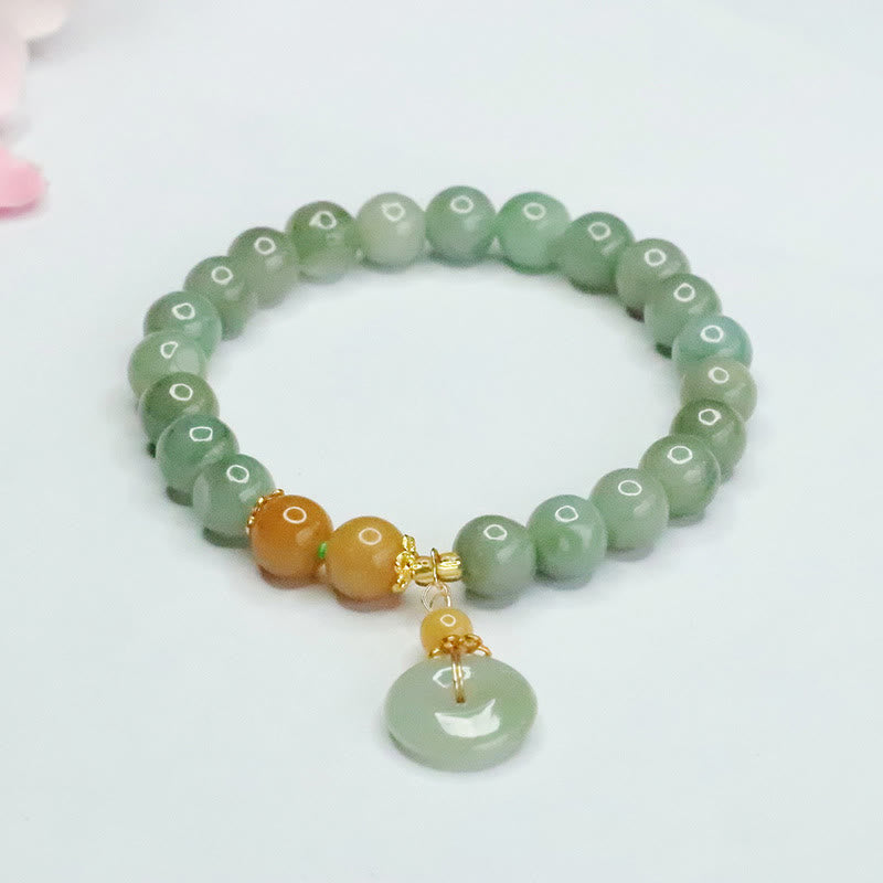 Armband mit Buddha Stones und Jadeperlen, Friedensschnalle, Wohlstand und Fülle - Jade (Handgelenkumfang: 15-16 cm) - image 0