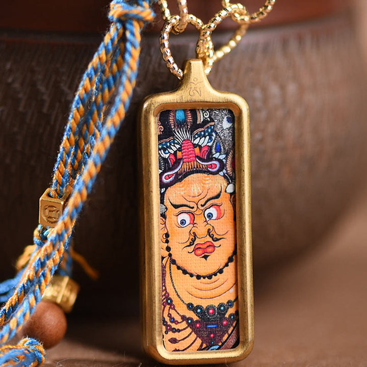 Buddha Stones Tibet Gott Des Reichtums Titan Stahl Thangka Reichtum Halskette Anhänger