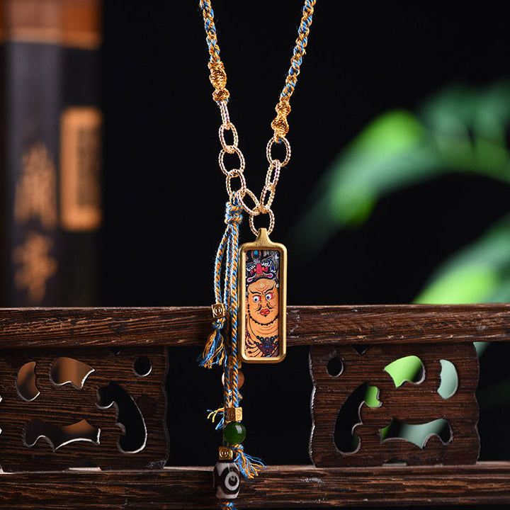 Buddha Stones Tibet Gott Des Reichtums Titan Stahl Thangka Reichtum Halskette Anhänger
