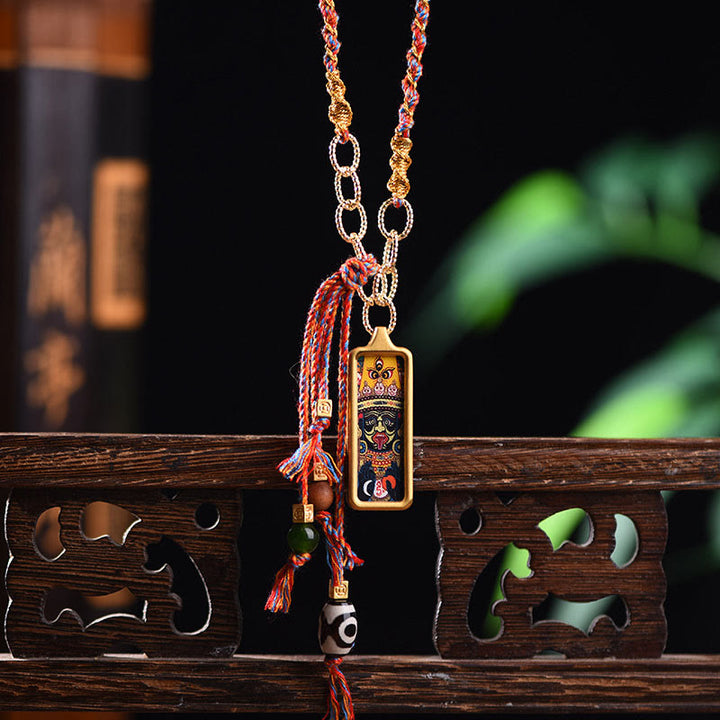 Buddha Stones Tibet Gott Des Reichtums Titan Stahl Thangka Reichtum Halskette Anhänger