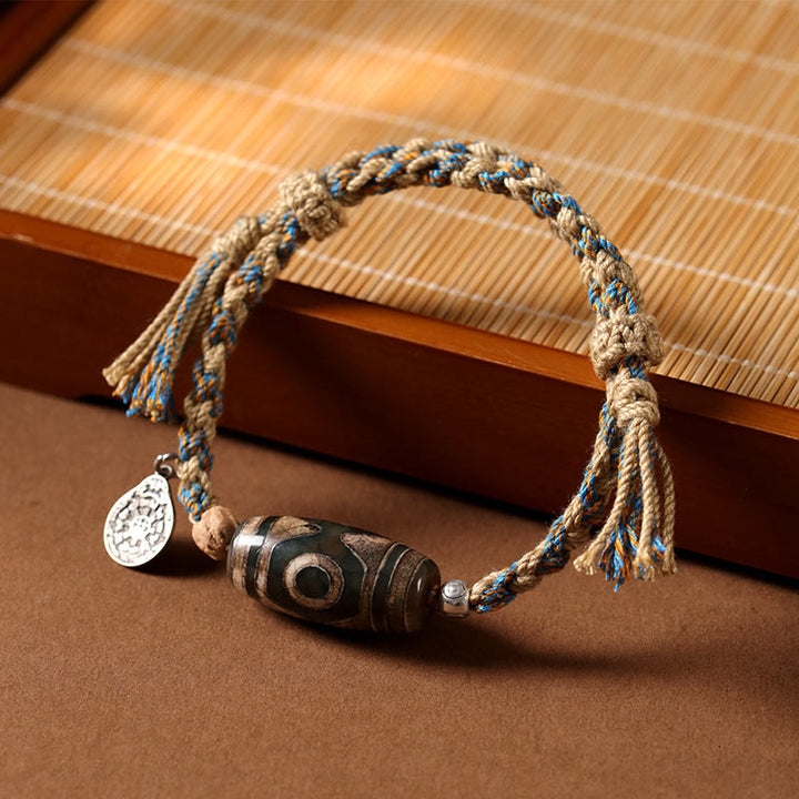 Buddha Stones Tibetische Dzi-Perlen Reichtumsschutz Geflochtenes Armband