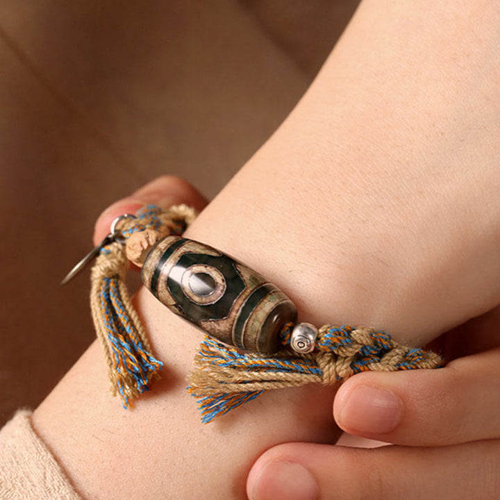 Buddha Stones Tibetische Dzi-Perlen Reichtumsschutz Geflochtenes Armband