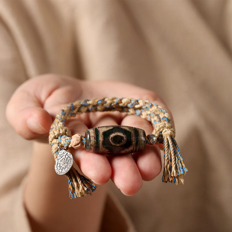 Buddha Stones Tibetische Dzi-Perlen Reichtumsschutz Geflochtenes Armband