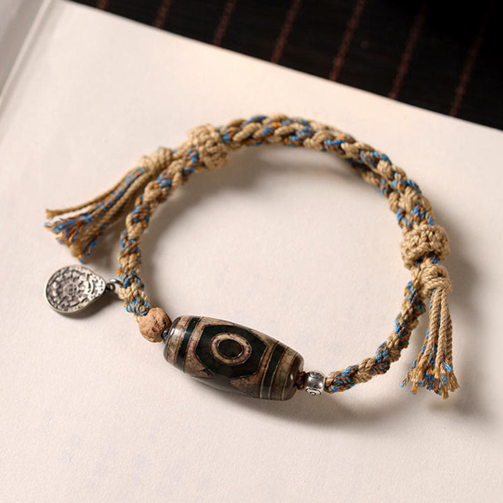 Buddha Stones Tibetische Dzi-Perlen Reichtumsschutz Geflochtenes Armband
