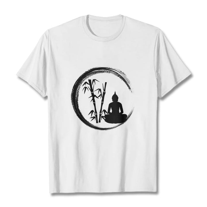 Buddha Stones ​​Zen Buddha Statue Sitzen Bambus Meditation T T-shirt - Weiß - 2XL - image 5