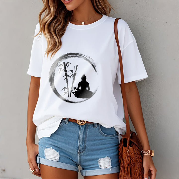 Buddha Stones ​​Zen Buddha Statue Sitzen Bambus Meditation T T-shirt - image 6
