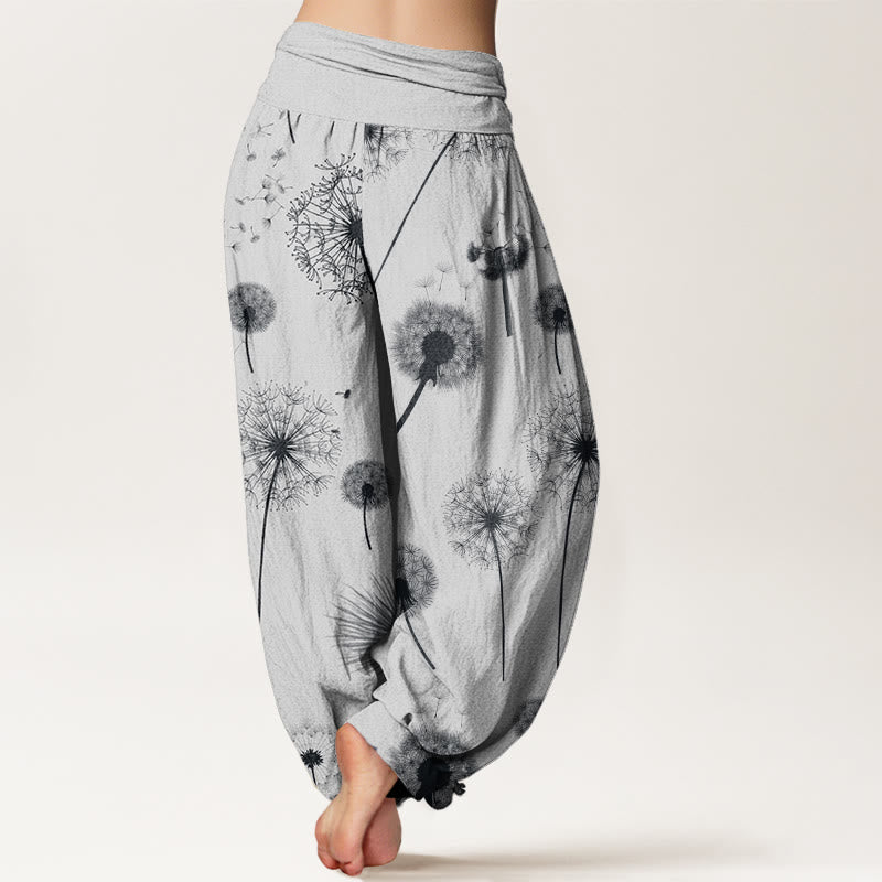 Buddha Stones Lässige Haremshose mit Löwenzahnmuster für Damen, elastische Taille - image 9