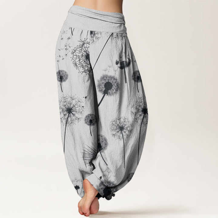Buddha Stones Lässige Haremshose mit Löwenzahnmuster für Damen, elastische Taille - image 9