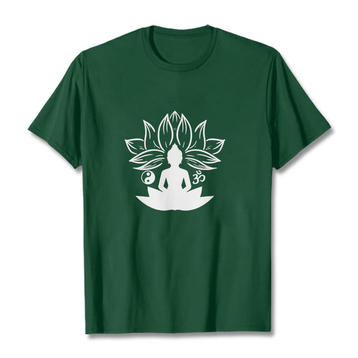 Buddha Stones ​​Om Yin Yang Buddha Statue Sitzend Lotus Meditation T T-shirt - Waldgrün - 2XL - image 10