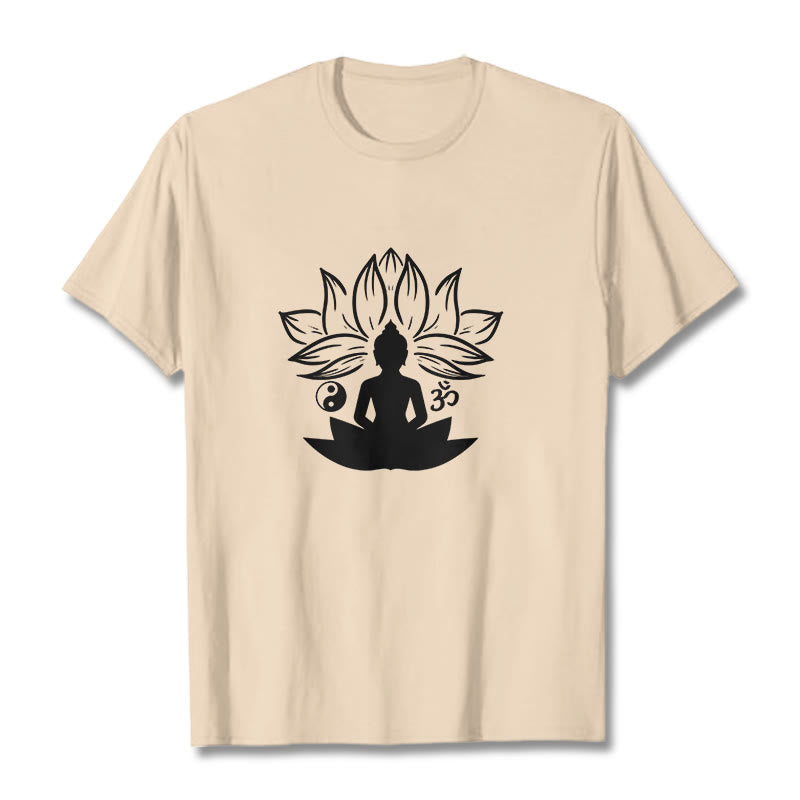 Buddha Stones ​​Om Yin Yang Buddha Statue Sitzend Lotus Meditation T T-shirt - Biskuit - 2XL - image 8