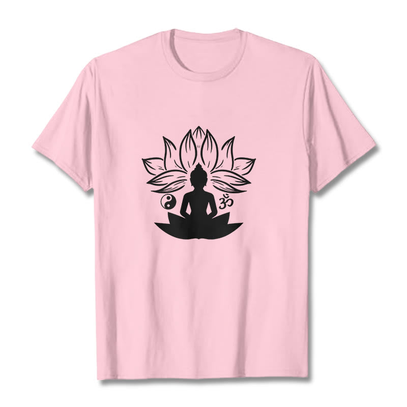 Buddha Stones ​​Om Yin Yang Buddha Statue Sitzend Lotus Meditation T T-shirt - Hellrosa - 2XL - image 12