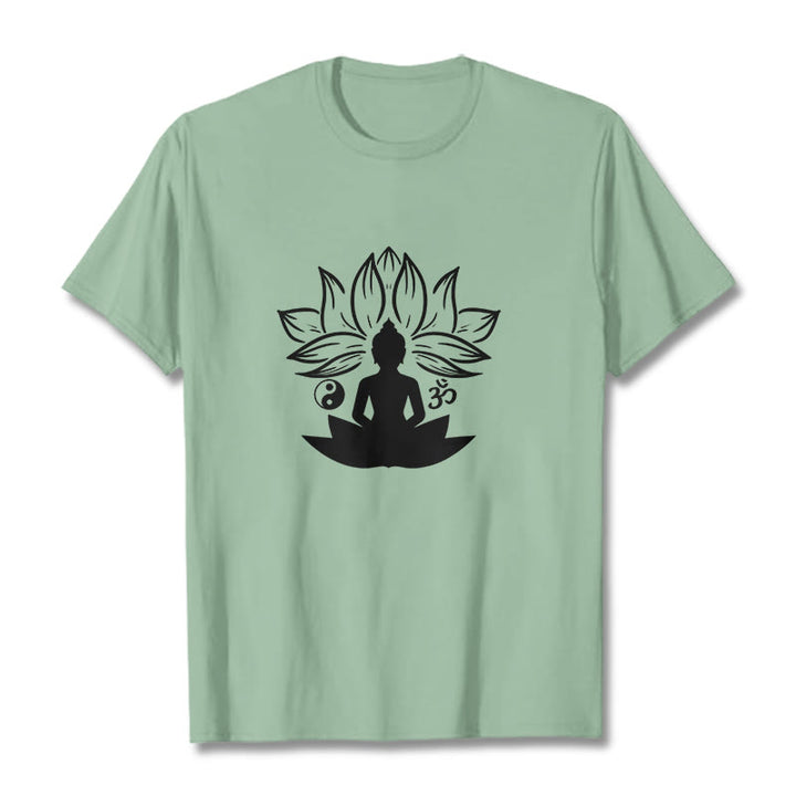 Buddha Stones ​​Om Yin Yang Buddha Statue Sitzend Lotus Meditation T T-shirt - Hellgrün - 2XL - image 14