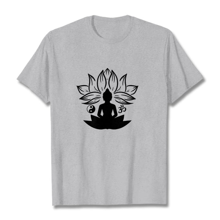Buddha Stones ​​Om Yin Yang Buddha Statue Sitzend Lotus Meditation T T-shirt - Hellgrau - 2XL - image 19