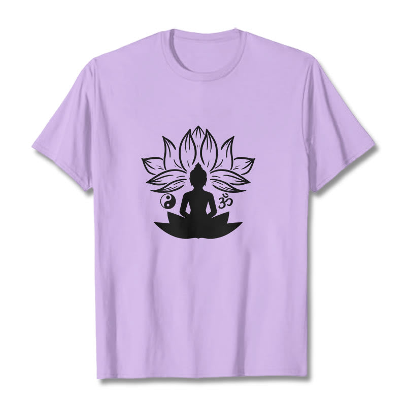Buddha Stones ​​Om Yin Yang Buddha Statue Sitzend Lotus Meditation T T-shirt - Pflaume - 2XL - image 17