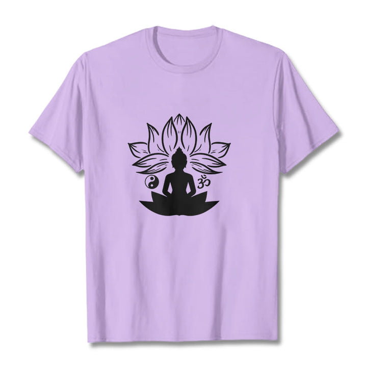 Buddha Stones ​​Om Yin Yang Buddha Statue Sitzend Lotus Meditation T T-shirt - Pflaume - 2XL - image 17