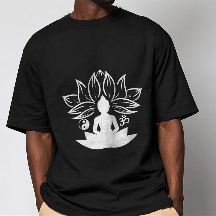 Buddha Stones ​​Om Yin Yang Buddha Statue Sitzend Lotus Meditation T T-shirt - image 6