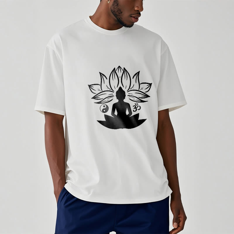 Buddha Stones ​​Om Yin Yang Buddha Statue Sitzend Lotus Meditation T T-shirt - image 1