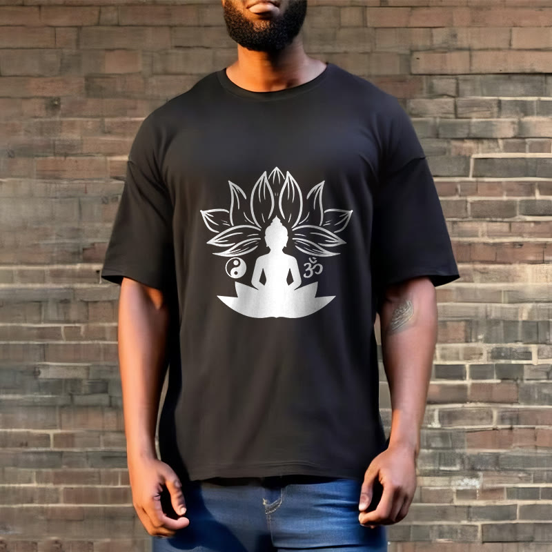 Buddha Stones ​​Om Yin Yang Buddha Statue Sitzend Lotus Meditation T T-shirt - image 5
