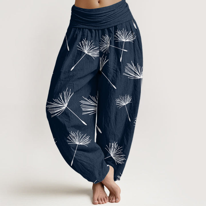 Buddha Stones Casual Cdrifting Löwenzahnsamenmuster Damen Haremshose mit elastischer Taille - Mitternachtsblau - US22， UK/AU26，EU54 (6XL) - image 8