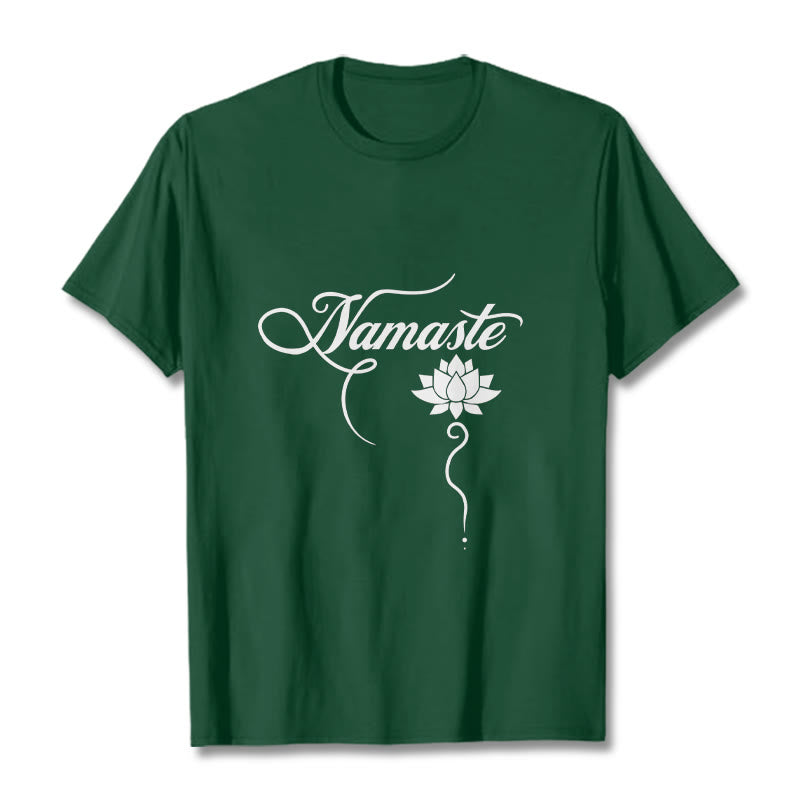 Buddha Stones ​​HALLO Hindi Lotus T T-shirt - Waldgrün - 2XL - image 0