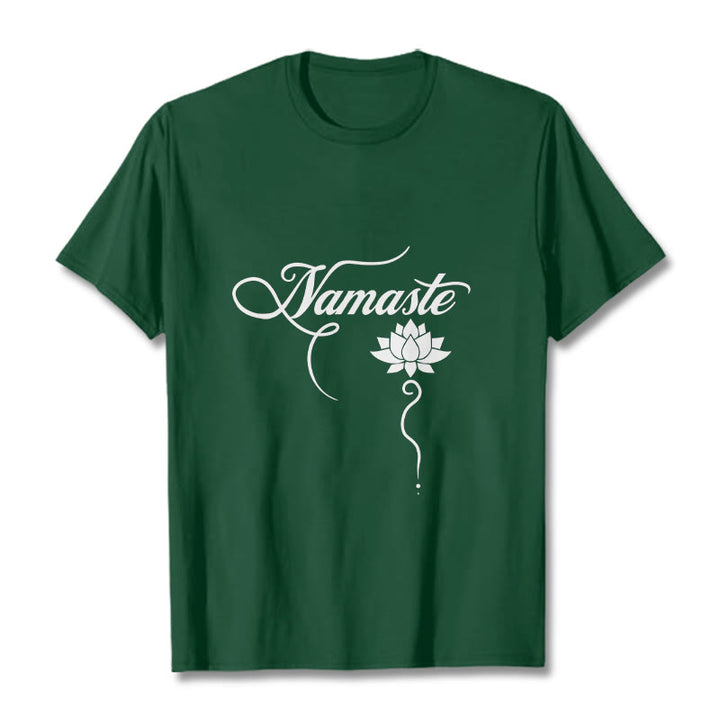 Buddha Stones ​​HALLO Hindi Lotus T T-shirt - Waldgrün - 2XL - image 0