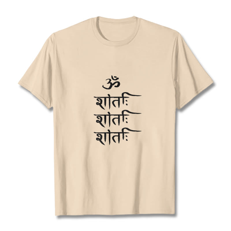 Buddha Stones OM MANTRA Sanskrit Muster T-Shirt - Biskuit - 2XL - image 10