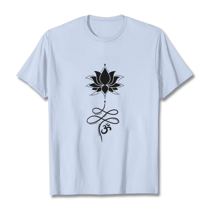 Buddha Stones Lotus OM Sanskrit T-Shirt - Hellcyan - 2XL - image 18