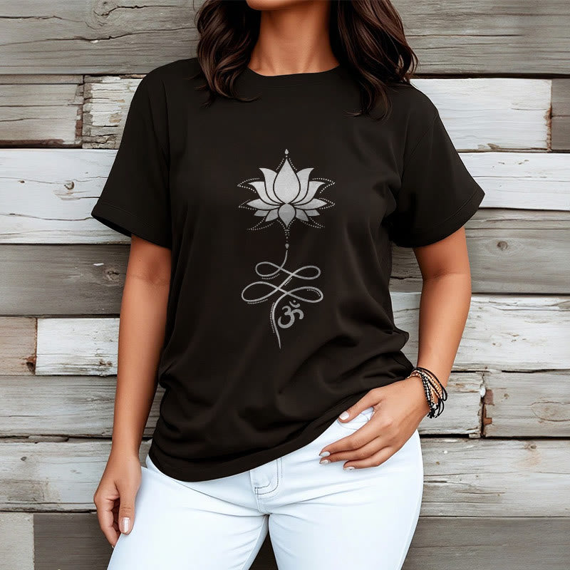 Buddha Stones Lotus OM Sanskrit T-Shirt - image 2