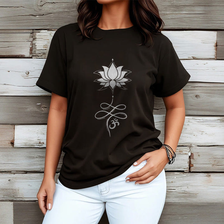 Buddha Stones Lotus OM Sanskrit T-Shirt - image 2