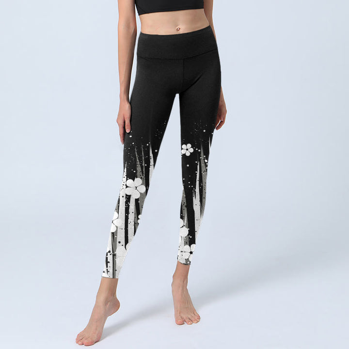 Buddha Stones, weiße Blumen, Wasserpflanzen, Musterdruck, Gym-Leggings, Damen-Yogahose - image 5