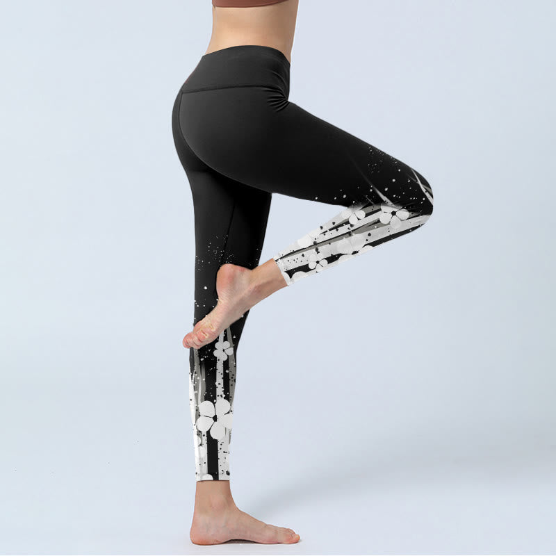 Buddha Stones, weiße Blumen, Wasserpflanzen, Musterdruck, Gym-Leggings, Damen-Yogahose - image 5