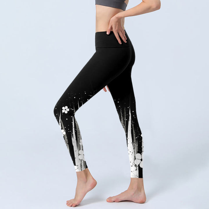 Buddha Stones, weiße Blumen, Wasserpflanzen, Musterdruck, Gym-Leggings, Damen-Yogahose - image 3